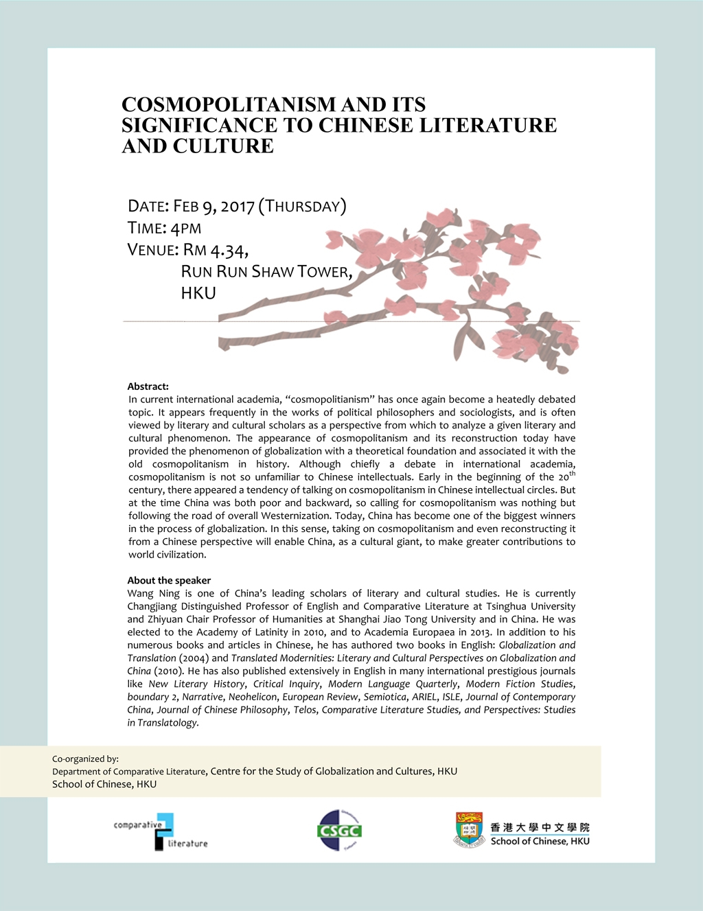 COSMOPOLITANISM AND ITS SIGNIFICANCE TO CHINESE LITERATURE AND CULTURE